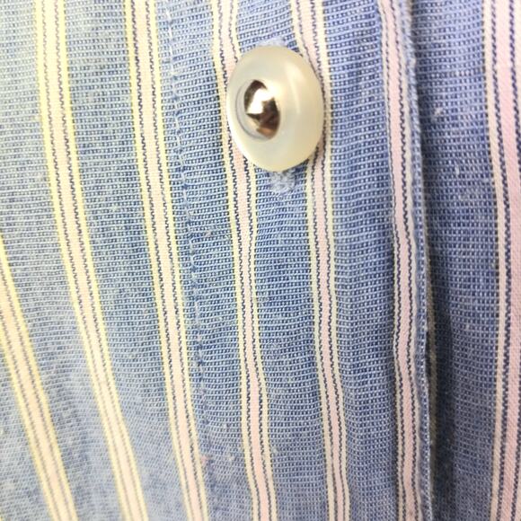 VINTAGE Ticking Striped Maternity Blouse Unique  Buttons & Cuffs. S - Picture 5 of 7